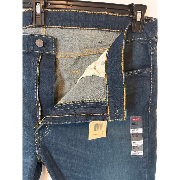 Levi’s 502 Taper Men's Stretch Denim Jeans Sz 42 x 30 Blank Tab Blue Casual Work - Picture 5 of 15